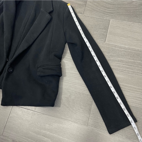 James Perse Los Angeles Cropped Fleece Sweatshirt Coat Jacket Blazer Black 2 M - Picture 15 of 16